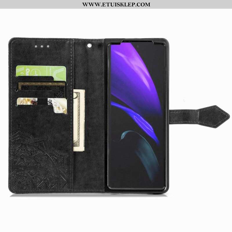 Etui Folio do Samsung Galaxy Z Fold 4 z Łańcuch Średniowieczna Mandala Z Paskami